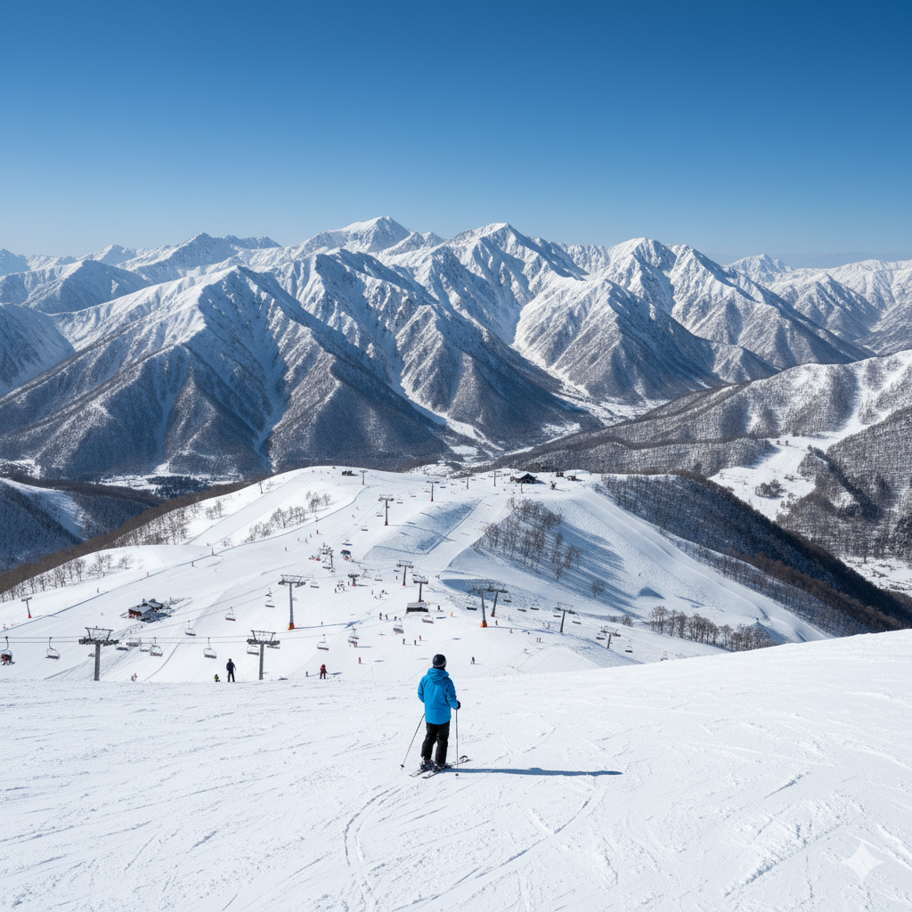Nagano traditional mountain town and skiing